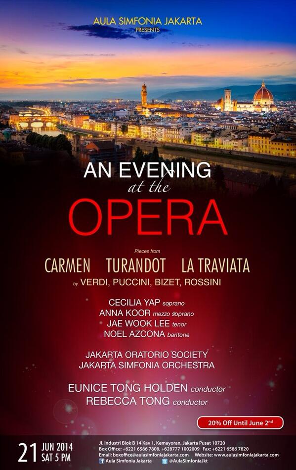 I think this might be the first big scale opera excerpts with full orchestra and international singers in Jakarta.