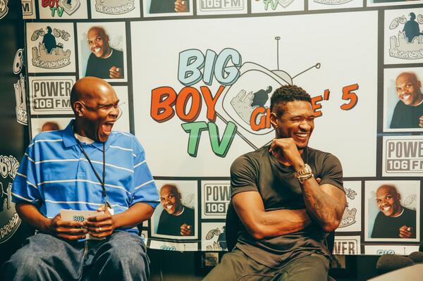 Usher's tweet image. Chopped it up with @BigBoy on @Power106LA today!