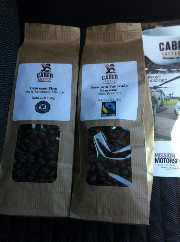 The car is smelling fantastic today thanks to @cabercoffee. #freshbeans