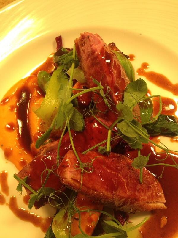 CooperChef's tweet image. Creedy carver duck breast, marinated red cabbage, bok choi, broad beans, sweet potato fondant, duck jus