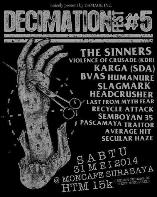 DECIMATION FEST #5 Sabtu, 31 Mei 2014 at Moncafe Surabaya