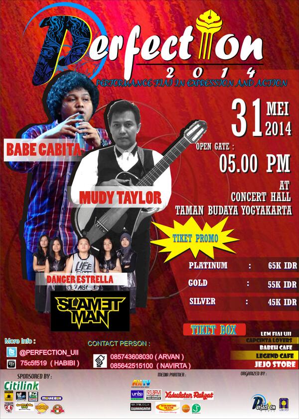 31/5/14 7pm StandUpComedy <a href="/babecabiita/">BABE</a> &amp; <a href="/JohnMudyTaylor/">Mudy Taylor</a> | TBY | 45K 55K 65K | 085743608030  | @PERFECTION_UII