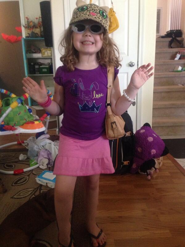 Chloe got herself all ready for the store today. #socute