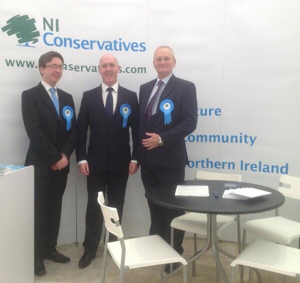 MarkForEurope's tweet photo. NI Conservatives team at Balmoral Show...Fantastic reception...Secretary of State canvassing with us..amazing.. http://t.co/HkNLre0Tuf