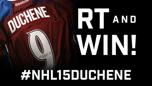 RT for a chance to win this <a href="/Matt9Duchene/">Matt Duchene</a>-signed jersey! #NHL15Duchene bit.ly/1orA5Pz
