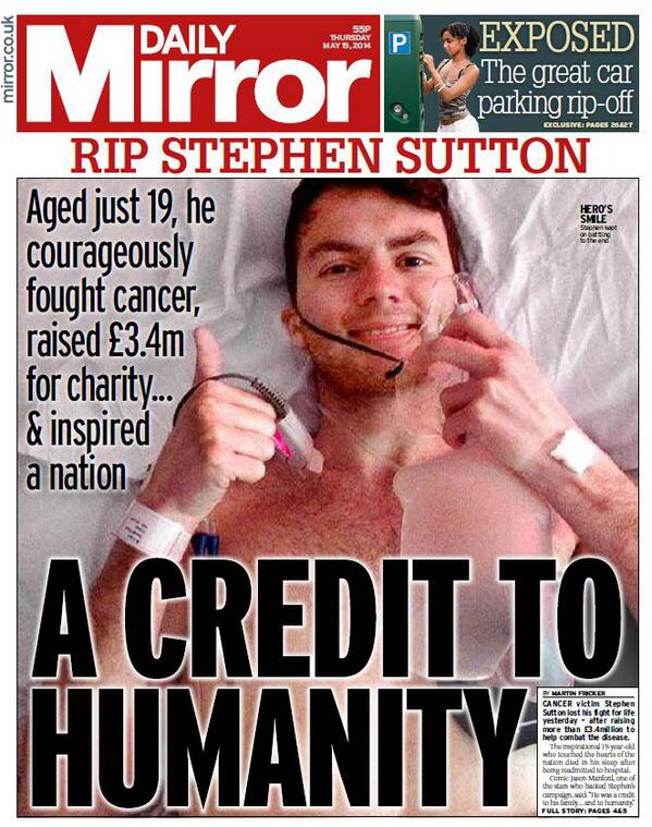 SkyNews's tweet image. MIRROR FRONT PAGE: "A credit to humanity" #skypapers