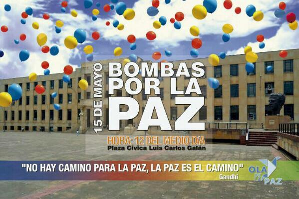 CiudadBonitaLab's tweet photo. @Bucaramanga Acompañanos a Lanzar miles de BOMBAS POR LA PAZ de Colombia! @NoticiasUno @NoticiasRCN @NoticiasCaracol  http://t.co/1WfnEZAc3Q