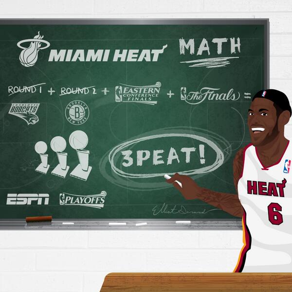 espn's tweet photo. Miami just ended Brooklyn's season. 

Their quest for a 3-peat continues. http://t.co/8b1Nr3hCz0