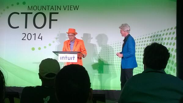 esthetix's tweet photo. Scott (thanking Brad for the hair product) and Al's Service Ninja Feud.#intuitCTOF http://t.co/cpBJHzl075