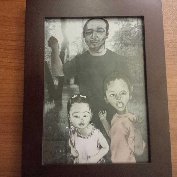 PAPE908's tweet image. Another portrait done, just in time for the graduation party. #NeighborLife #Art