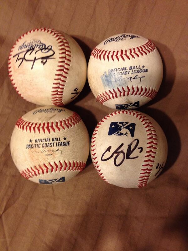 #18 Bobby Wilson's home run ball, 5-12-14. + foul balls caught. #Renoaces #MiLB #codyross
 #bobbywilson #tonycampana