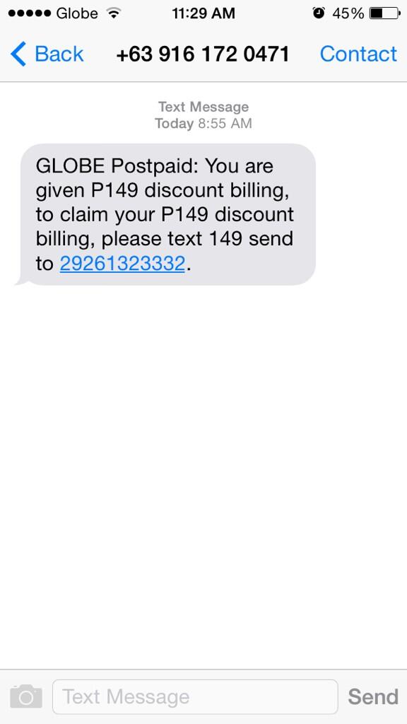 sonnycabali's tweet image. @talk2GLOBE block this number. Other people might fall on this scam #pasaload