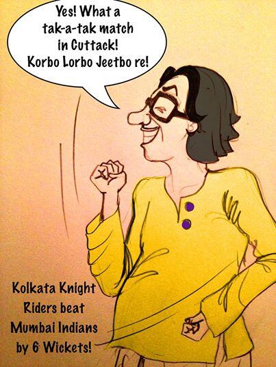 KKRiders's tweet photo. #Tutulda is still celebrating last night's victory. How did you all celebrate? #KorboLorboJeetbo #CheerForKKR http://t.co/NIT95rXXxh