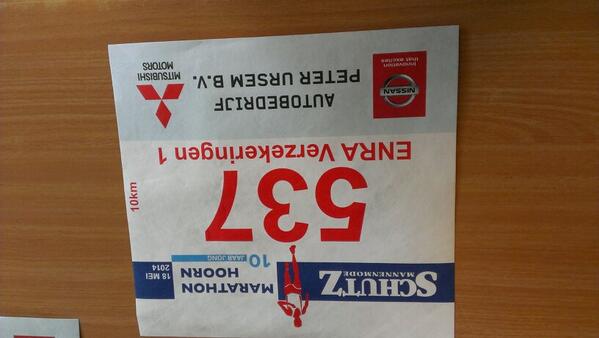 Yeah! Me 'eigen' nummer weer:) Wordt de 5de <a href="/HoornMarathon/">Hoorn Marathon - 7 juni 2020</a> met nr. 537! #runhappy