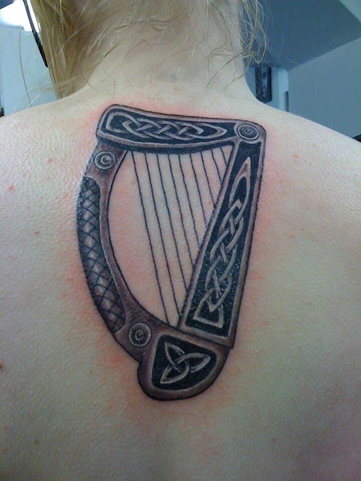 An Irish harp done by Joanna at Pins n Needles Dublin Ireland  rtattoos
