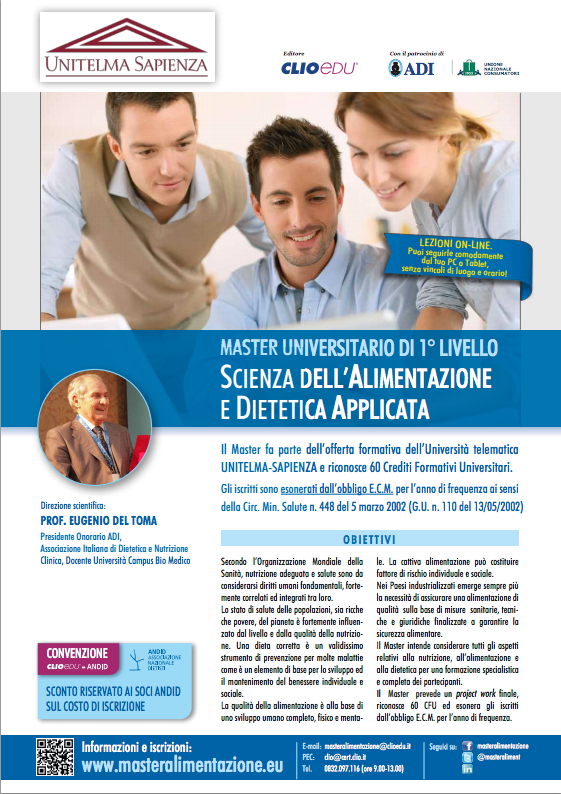 UnitelmaTweet's tweet image. @DietistiAndid #Convenzione CLIOedu - #ANDID per sconto su iscrizione #Master #Alimentazione e #Dietetica #Nutrizione