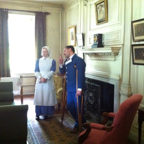 MHAHealth's tweet photo. Health and social care students at a WW1 military hospital - Dunham Massey. http://t.co/XoK5YwppTw