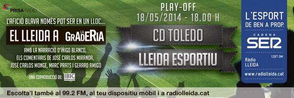 iBlanco80's tweet photo. Ja queda menys per al @CD_Toledo - @Lleida_Esportiu Ho explicarem a @SERLleida Ànims equip! #juntspodem http://t.co/rKVJH6j4EM