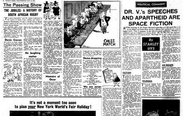Sunday Times 50 year flashback: Dr Verwoerd’s speeches and apartheid are space fiction bit.ly/QMhAXt