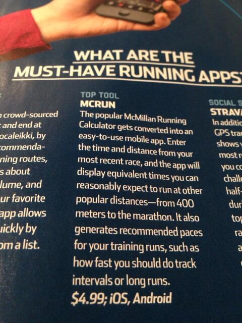 PeterAbraham's tweet photo. Thanks @RWGearGuy and @runnersworld for naming our #McRun app a "must-have:" http://t.co/04EdYmgrF1
