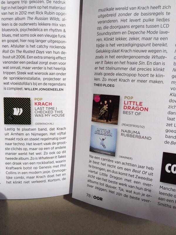krachband's tweet photo. We blijven jullie doodgooien met recensies. Blij met lovende woorden van @theoploeg ditmaal, in nieuwe Oor Magazine http://t.co/YGJDSO5iox