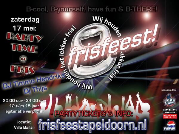 frisfeest's tweet image. Aanstaande zaterdag weer party party! Ben jij tussen de 12 en 15 jaar? Dan moet je hier bij zijn!