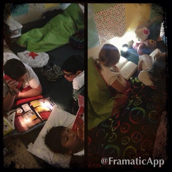 Enjoying reading camp out day! Comfortable? Check. Good book? Check. Relaxing music? Check. Lost in a book? Always.