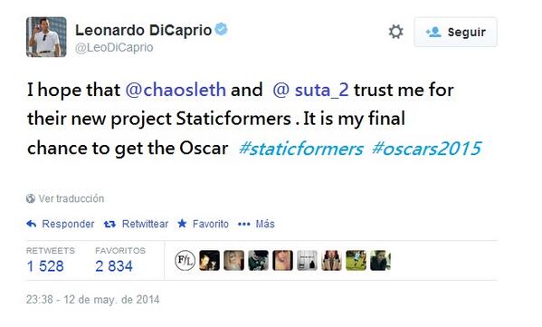 Chaosleth's tweet photo. Tras la indeseada filtración del título, las primeras reacciones no han tardado en llegar. @suta_2 @LeoDiCaprio http://t.co/oHc2ujAnqM