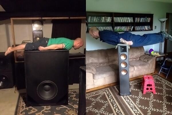 KlipschAudio's tweet photo. Klipsch forums member Steven Due was dared to plank on his Klipsch speakers...

So he did. http://t.co/gf9g3bWJa6