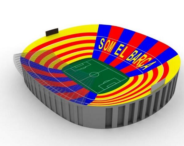 PenyaIndoBarca's tweet photo. Mosaik yg akan ditampilkan di Camp Nou saat melawan Atletico besok. Som El Barça (Kami adalah Barça). | gerardromero http://t.co/9vwQSGbiY8