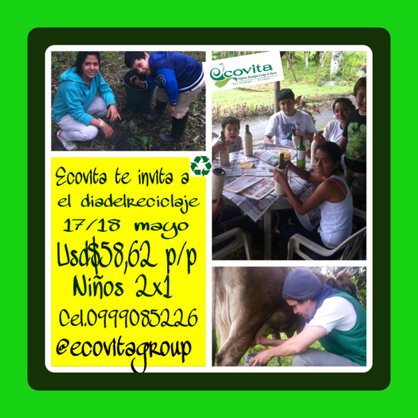 ECOVITAGROUP's tweet photo. @YoInvitoEC Ecovita te invita a reciclar por el #diadelreciclaje 17 y 18 Mayo Niños 2x1 http://t.co/Ht1PGn60gl