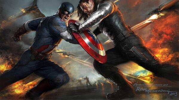 WBHEROES's tweet photo. Had to share great artwork from Ryan Meinerding - great scene from #CaptainAmericaTheWinterSoldier http://t.co/Fr2pcpUiB0