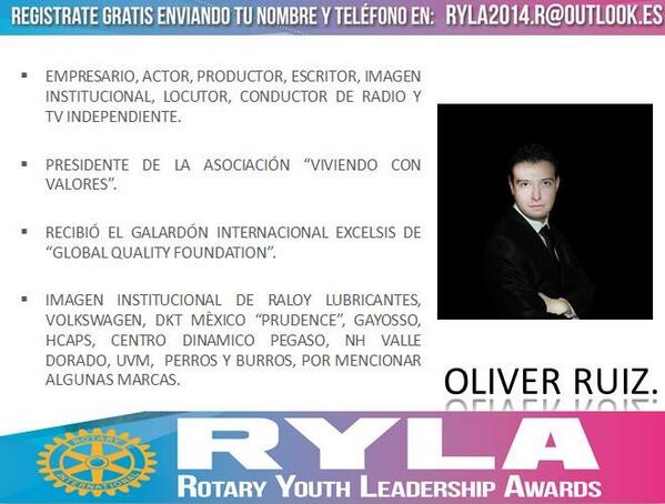 RotaractdToluca's tweet photo. CONOCE A NUESTRO TERCER CONFERENCISTA #ryla2014 !! OLIVER RUIZ @OliverRuizGira INSCRIBETE: RYLA2014.R@OUTLOOK.ES http://t.co/0GnzTRe2T7