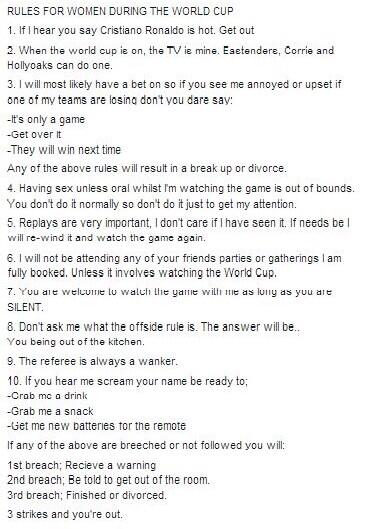 benpostma's tweet image. Ok @radiochelsea When we 1st got together I did state my love for football.So here are the #WorldCup rules #learnthem