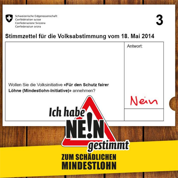 Bitte um RT, wenn auch Du NEIN sagst zum staatlichen #Mindestlohn ! #abst14 #CHVote