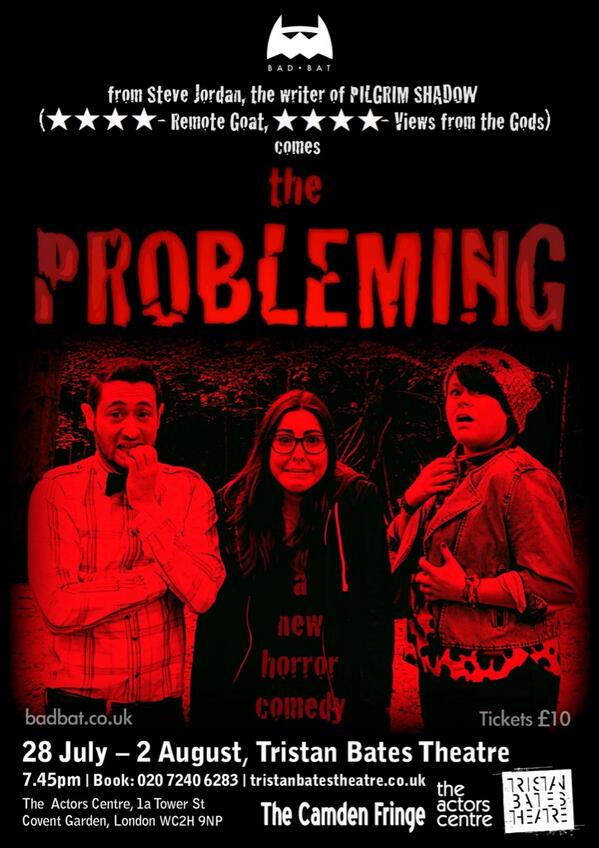 BadBatUK's tweet photo. Tickets for our horror comedy THE PROBLEMING are on sale now! http://t.co/RFgcZnnQjT @CamdenFringe @TristanBates http://t.co/9xuwCGIwOa