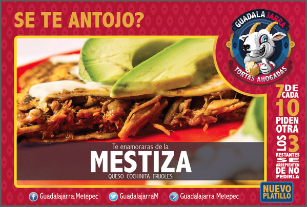 GuadalajarraM's tweet photo. Se te antoja?
te enamoraras de la Mestiza
te invitamos a probarla! http://t.co/dxSQBkS8Kq