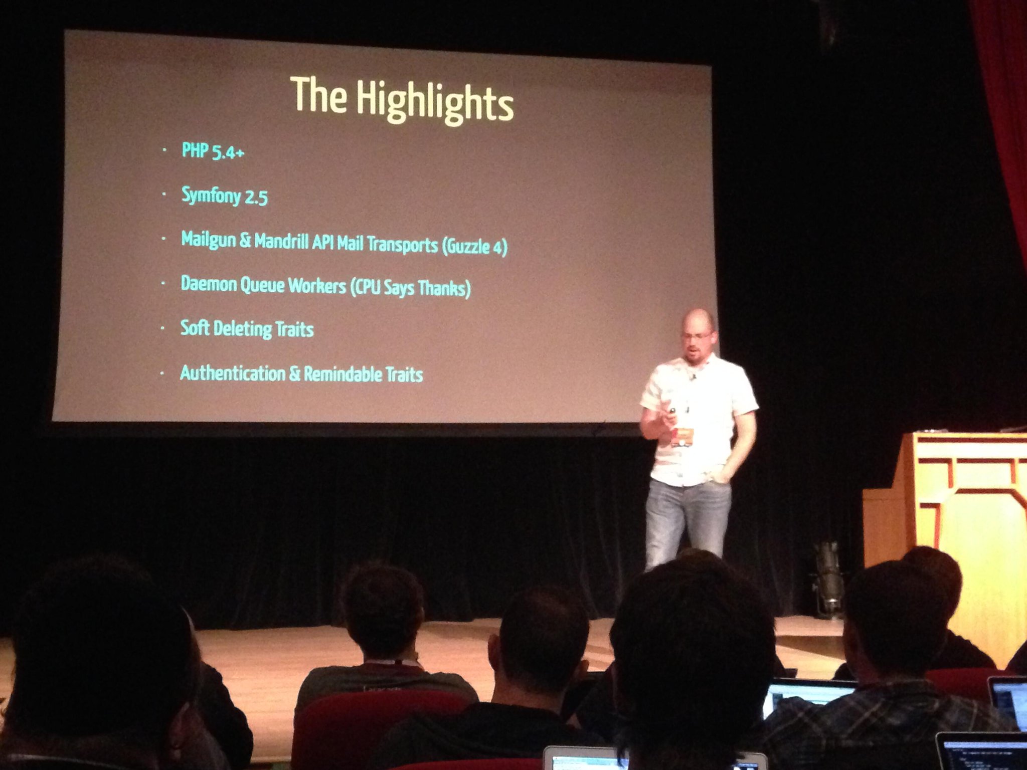 Taylor Otwell presenting at Laracon