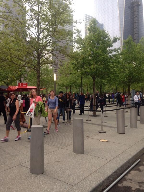 michael_arad's tweet photo. The memorial plaza is open. I am thrilled to see the plaza become part of the urban fabric of New York, a civic space http://t.co/mUDHVp6WHG