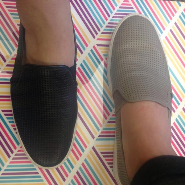 glam's tweet image. Editors @carolyn_hsu and @laurenkaplan love @VinceSays Blair Slip-On sneakers! So cute, right? #dailyglam