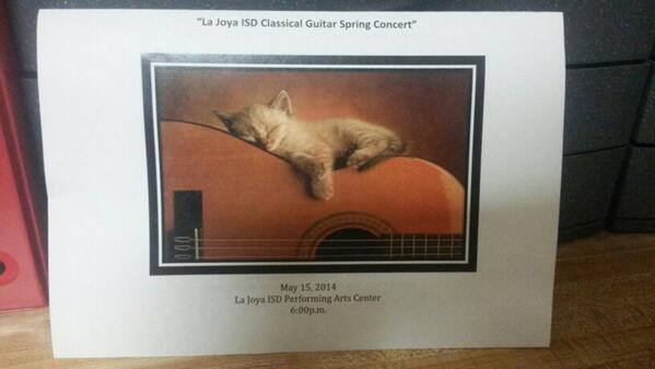 LJISD_PAC's tweet photo. Join us tonight at 6:00pm. We have La Joya ISD Classical Guitar Spring Concert. Admission is free. http://t.co/P47IevX59H