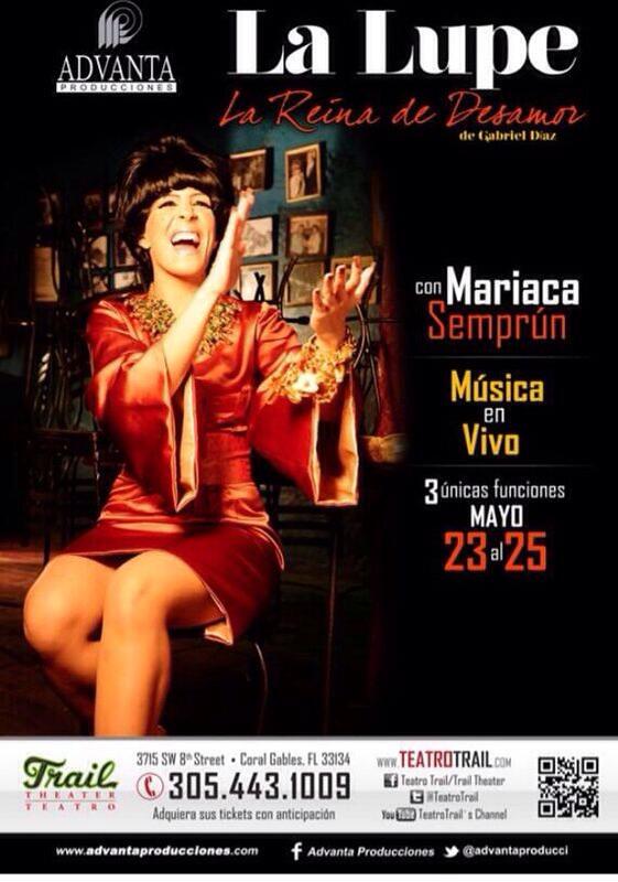 Leonardo_Padron's tweet photo. Sólo falta una semana para que el huracán de La Lupe se presente en Miami, con @MariacaSemprun. Lo van a disfrutar! http://t.co/BMLPDAsGn6