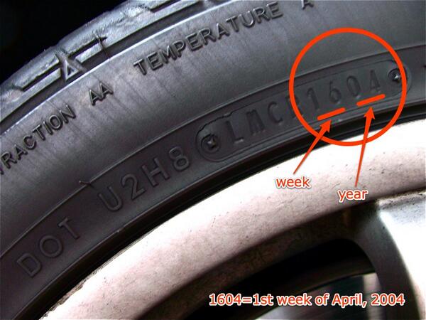 llantix1's tweet image. La fecha de fabricación está en el costado bajo de la llanta, P.ej. la de la foto fue en la semana 16, año 2004