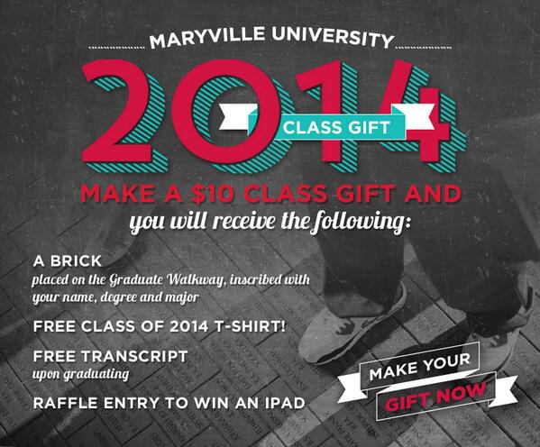 Hey 2014 Graduates! It's not too late to make your Class Gift. maryville.edu/2014classgift