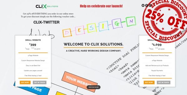 AnnetteLawless's tweet photo. Celebrate the launch of #Clix w/25% of all websites this May! Use voucher code CLIX-TWITTER : http://t.co/9vUxepUbrS http://t.co/YfWUtuxMpQ