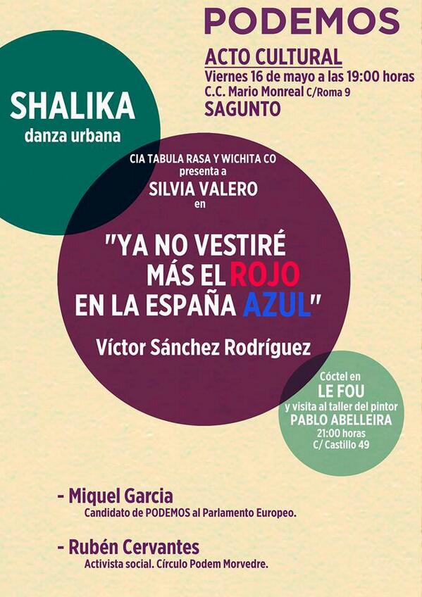 PodemMorvedre's tweet photo. Hoy es nuestro acto cultural de @ahorapodemos . ¿Nos ayudas a difundirlo? @radioklara @PodemosCultura http://t.co/T9kHfZ50ks