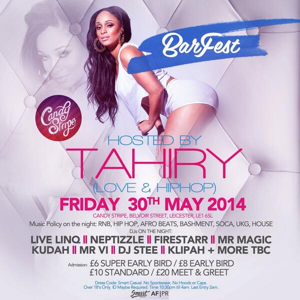 BarFestUK's tweet image. 2 Weeks till @TheRealTahiry host our #BarFestAfterParty. It's her birthday month and we gonna celebrate UK style. RT