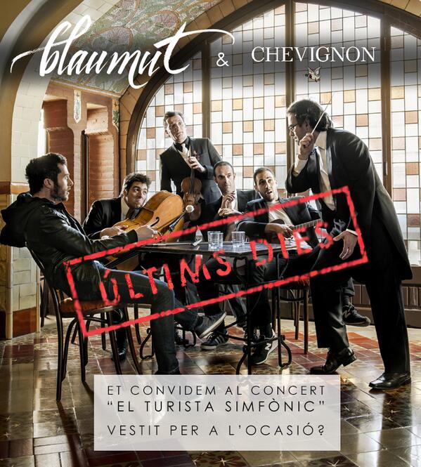 <a href="/Cat_Musica/">Música en Català</a> tenim 5 entrades dob. en joc x concert de <a href="/blaumut/">Blaumut</a> a <a href="/palaumusicacat/">Palau de la Música Catalana</a> Si us animeu: bit.ly/1jxdb6o