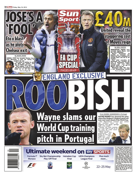 TheSunFootball's tweet image. EXCLUSIVE: Wayne Rooney has slated the state of England's Portugal training pitch. bit.ly/1jBzItQ