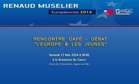 Je vous donne rendez-vous demain 9h30 à la Brasserie du Cours, Cagnes-sur-Mer pour un café débat avec <a href="/RenaudMuselier/">Renaud Muselier</a>